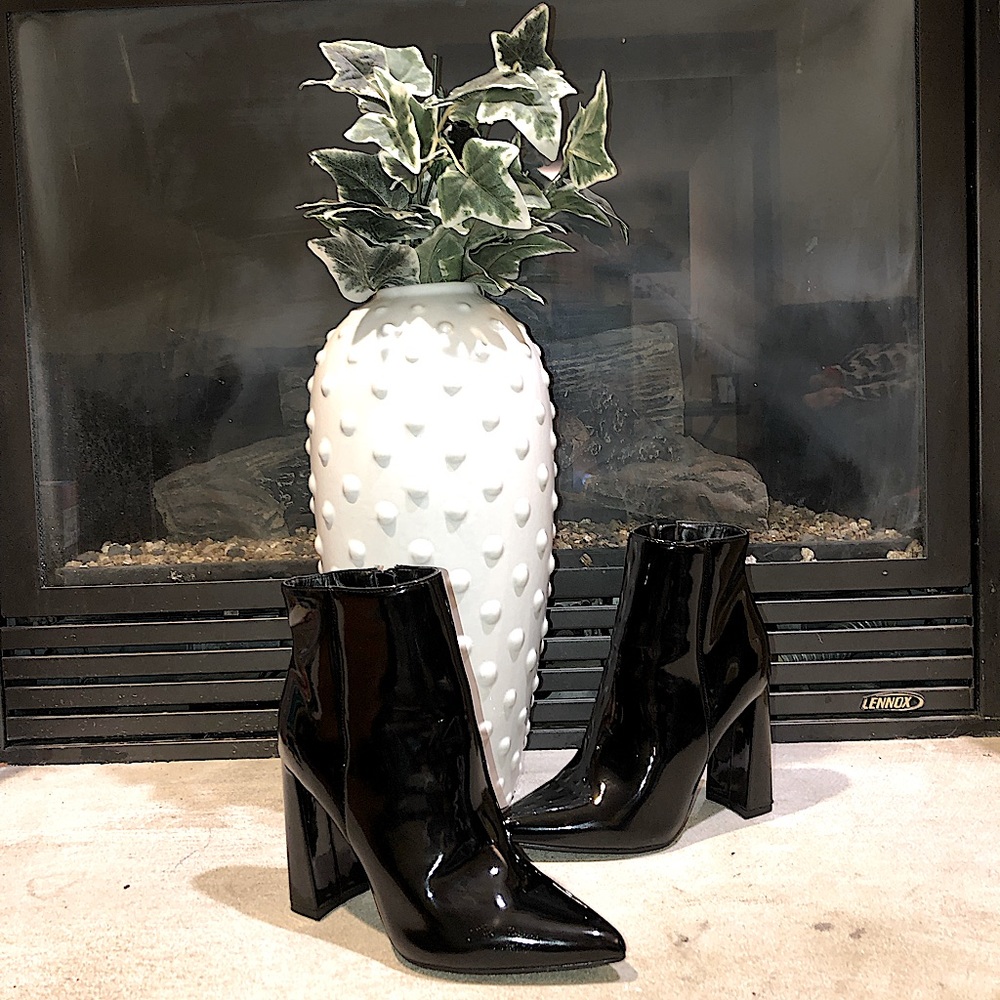 Black Leather Heeled Boots